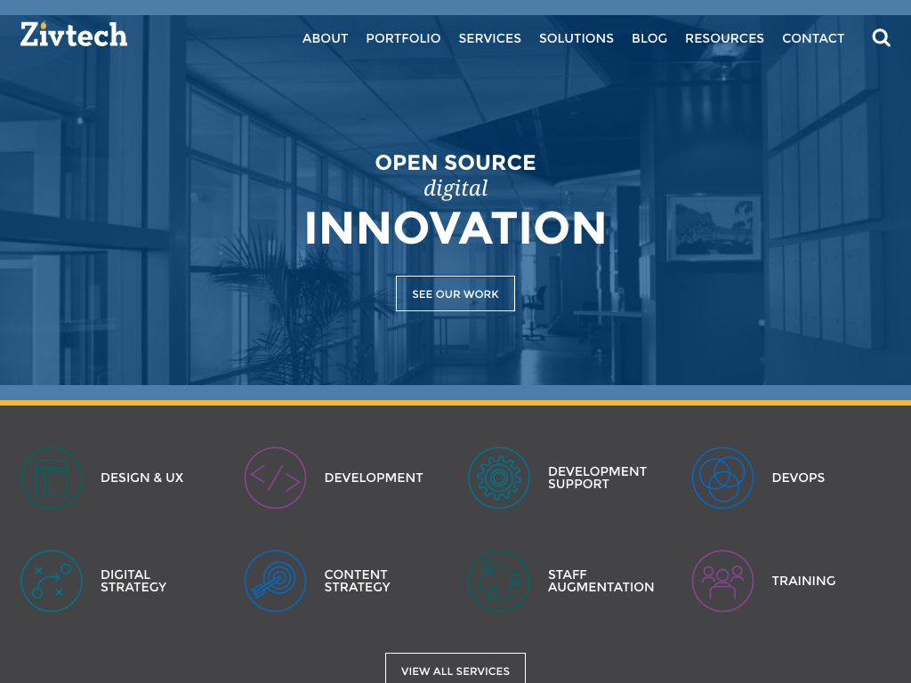 screenshot of the Zivtech project